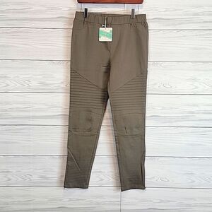 Umgee pull-on moto jeggings - light olive brown Women's Size L (runs small)